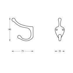 Kapstokhaak scheepsmodel lang chroom