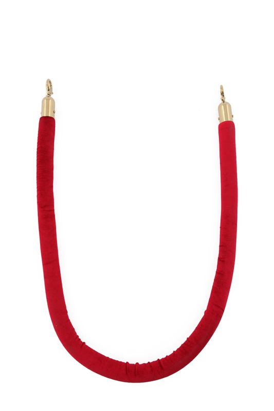 Basic koord van velours tbv afzetpaal - messing/rood