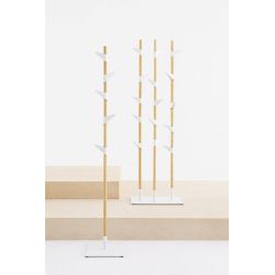 Cascando staande eikenhout kapstok Bamboo - witte haken