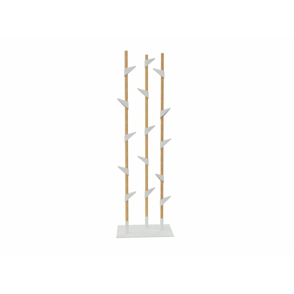 Cascando staande eikenhout kapstok Bamboo 3 - witte haken