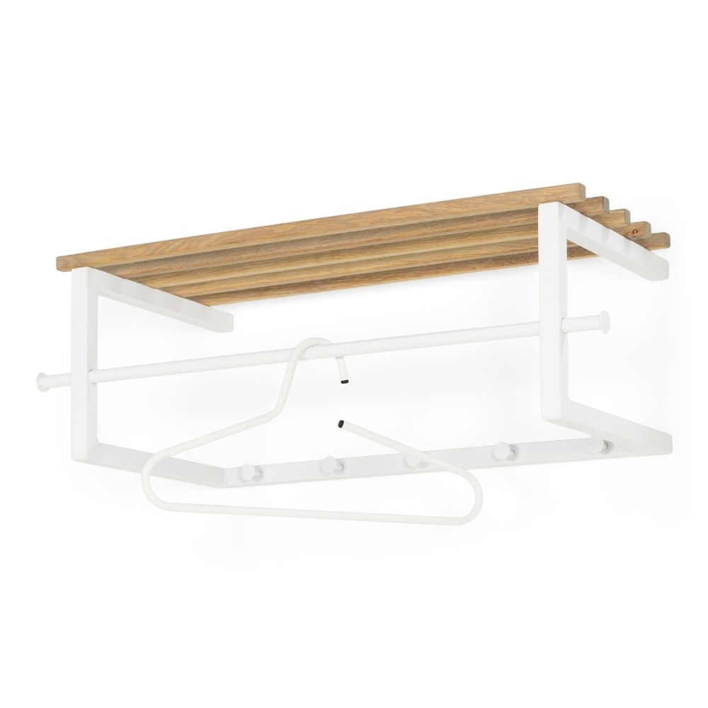 Spinder Design Marco wandkapstok - wit/eikenhout