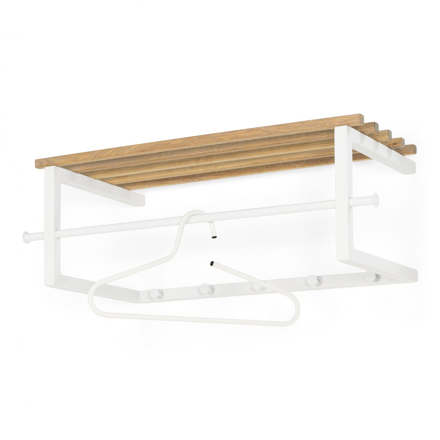 Spinder Design Marco wandkapstok - wit/eikenhout