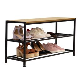 Practo Home schoenenrek voor 6 paar (80x49,5x30 cm) - zwart/hout