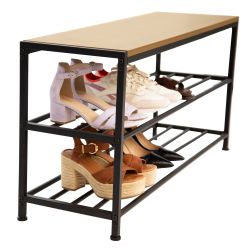 Practo Home schoenenrek voor 6 paar (80x49,5x30 cm) - zwart/hout