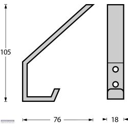 Kapstokhaak recht RVS